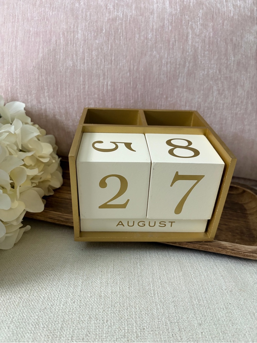 Gold and Cream Perpetual Desk Calendar - Martha Stewart